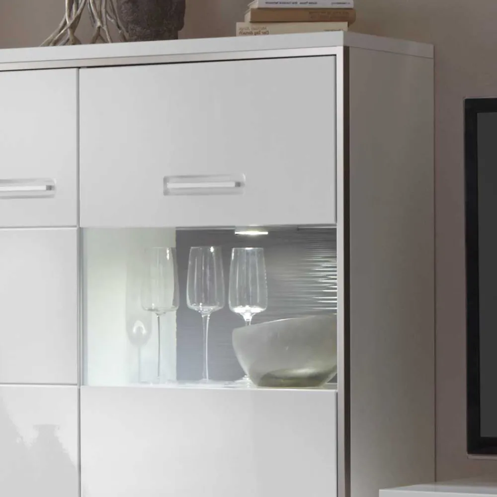 Wohnen Highboards<Highboard Tacroma in Hochglanz Weiß Glas