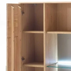 Wohnen Vitrinen|Schränke<Highboard 2-türig mit Glas-Einsatz Pontros in Eiche Bianco teilmassiv