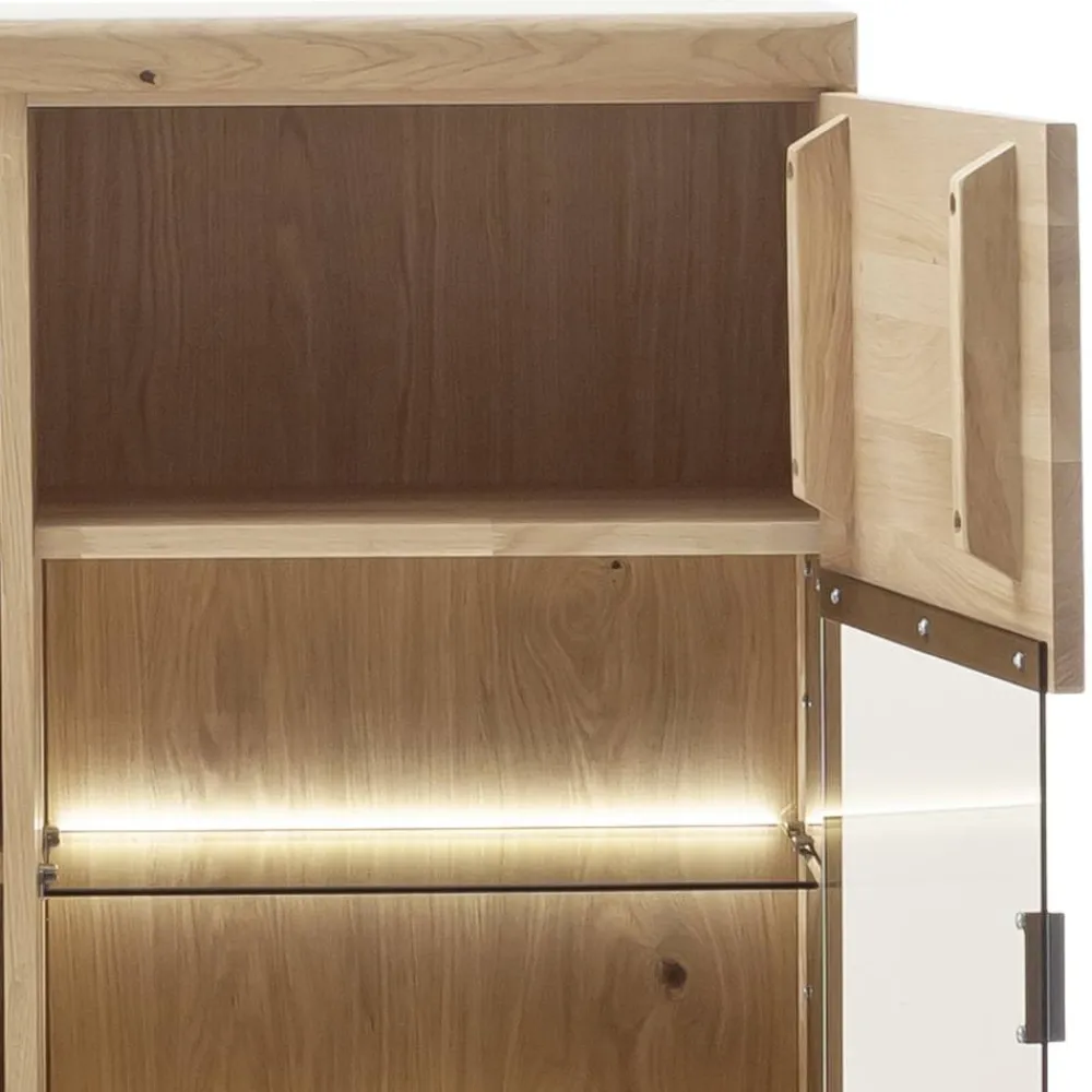 Wohnen Highboards|Vitrinen<Highboard Vitrine aus hellem Asteiche Massivholz - Losiamos