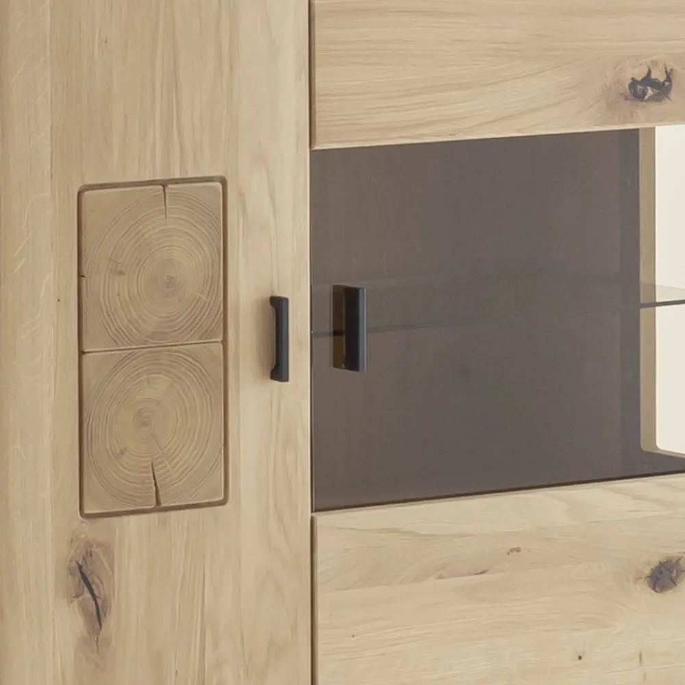 Wohnen Highboards|Vitrinen<Highboard Vitrine aus hellem Asteiche Massivholz - Losiamos