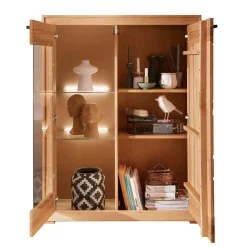 Wohnen Highboards|Vitrinen<Highboard Vitrine aus Kernbuche Massivholz - Sarosca
