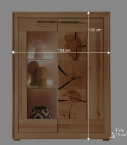 Wohnen Highboards|Vitrinen<Highboard Vitrine aus Kernbuche Massivholz - Sarosca