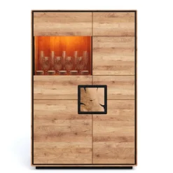 Wohnen Vitrinen<Highboard Vitrine aus Wildeiche Massivholz - Shipper
