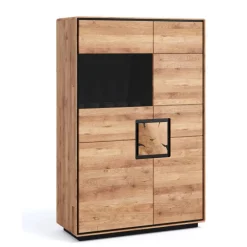 Wohnen Vitrinen<Highboard Vitrine aus Wildeiche Massivholz - Shipper