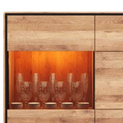 Wohnen Vitrinen<Highboard Vitrine aus Wildeiche Massivholz - Shipper