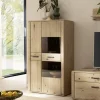 Wohnen Highboards|Vitrinen<Highboard Vitrine in Asteiche Hell - Jevedaz