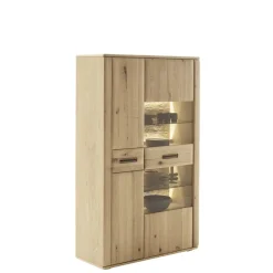 Wohnen Highboards|Vitrinen<Highboard Vitrine in Asteiche Hell - Jevedaz