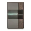 Wohnen Vitrinen<Highboard Vitrine in Eiche Dunkel & Grau - Mundo