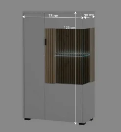 Wohnen Vitrinen<Highboard Vitrine in Mattweiß - Nenaloro
