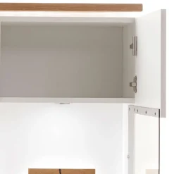 Wohnen Highboards|Vitrinen<Highboard Vitrine in Soft White und Wildeiche - Yordyn