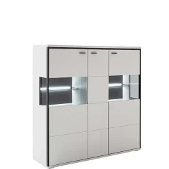Wohnen Highboards|Vitrinen<Highboard Vitrine in Weiß mit Schwarzgrau - Loazin