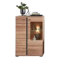 Wohnen Highboards|Vitrinen<Highboard Vitrine mit LED Beleuchtung - Latenda