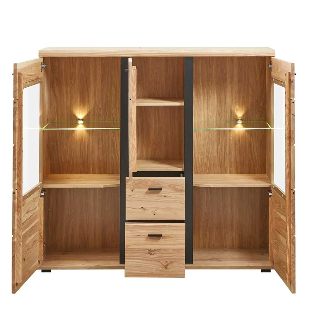 Wohnen Highboards|Vitrinen<Highboard Vitrine mit LED Beleuchtung - Mattadore