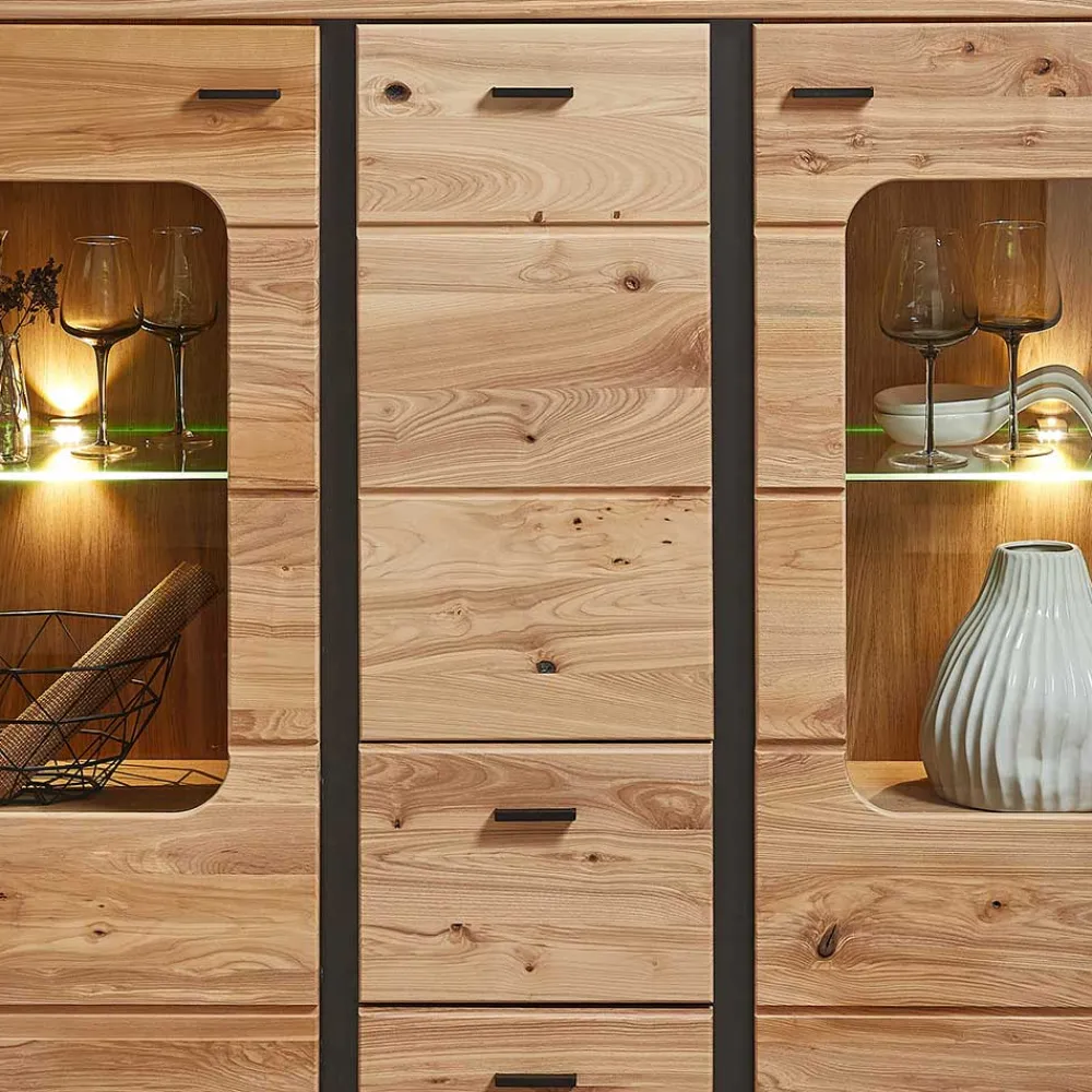 Wohnen Highboards|Vitrinen<Highboard Vitrine mit LED Beleuchtung - Mattadore