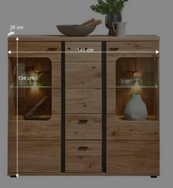Wohnen Highboards|Vitrinen<Highboard Vitrine mit LED Beleuchtung - Mattadore