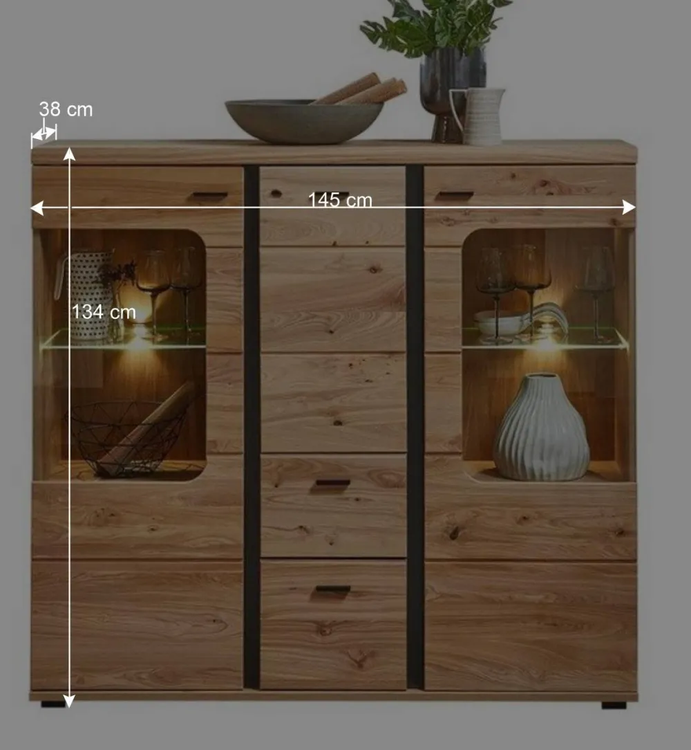 Wohnen Highboards|Vitrinen<Highboard Vitrine mit LED Beleuchtung - Mattadore
