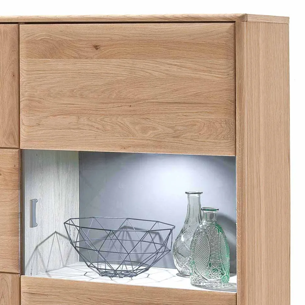 Wohnen Highboards|Kommoden<Highboard Vitrine Vernella aus Eiche hell geölt