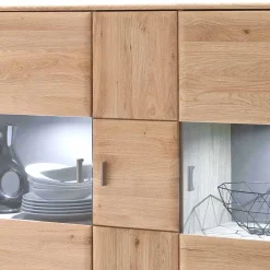 Wohnen Highboards|Kommoden<Highboard Vitrine Vernella aus Eiche hell geölt