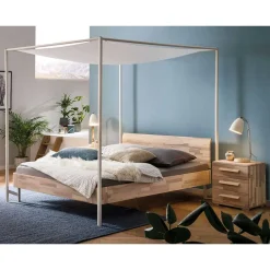 Wohnen Betten<Himmelbett aus Kernesche und Eisen - Capella