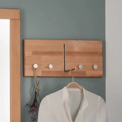 Wohnen Garderoben<Hängegarderobe aus Buche Massivholz und Metall - Shimousa