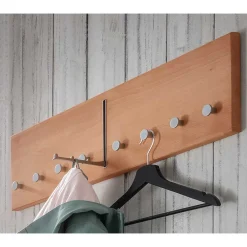 Wohnen Garderoben<Hängegarderobe aus Buche Massivholz und Metall - Shimousa