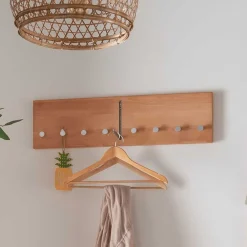 Wohnen Garderoben<Hängegarderobe aus Buche Massivholz und Metall - Shimousa