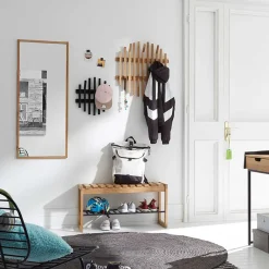 Wohnen Garderoben<Hänge-Garderobe aus Eichenholz Leisten - Gangizo