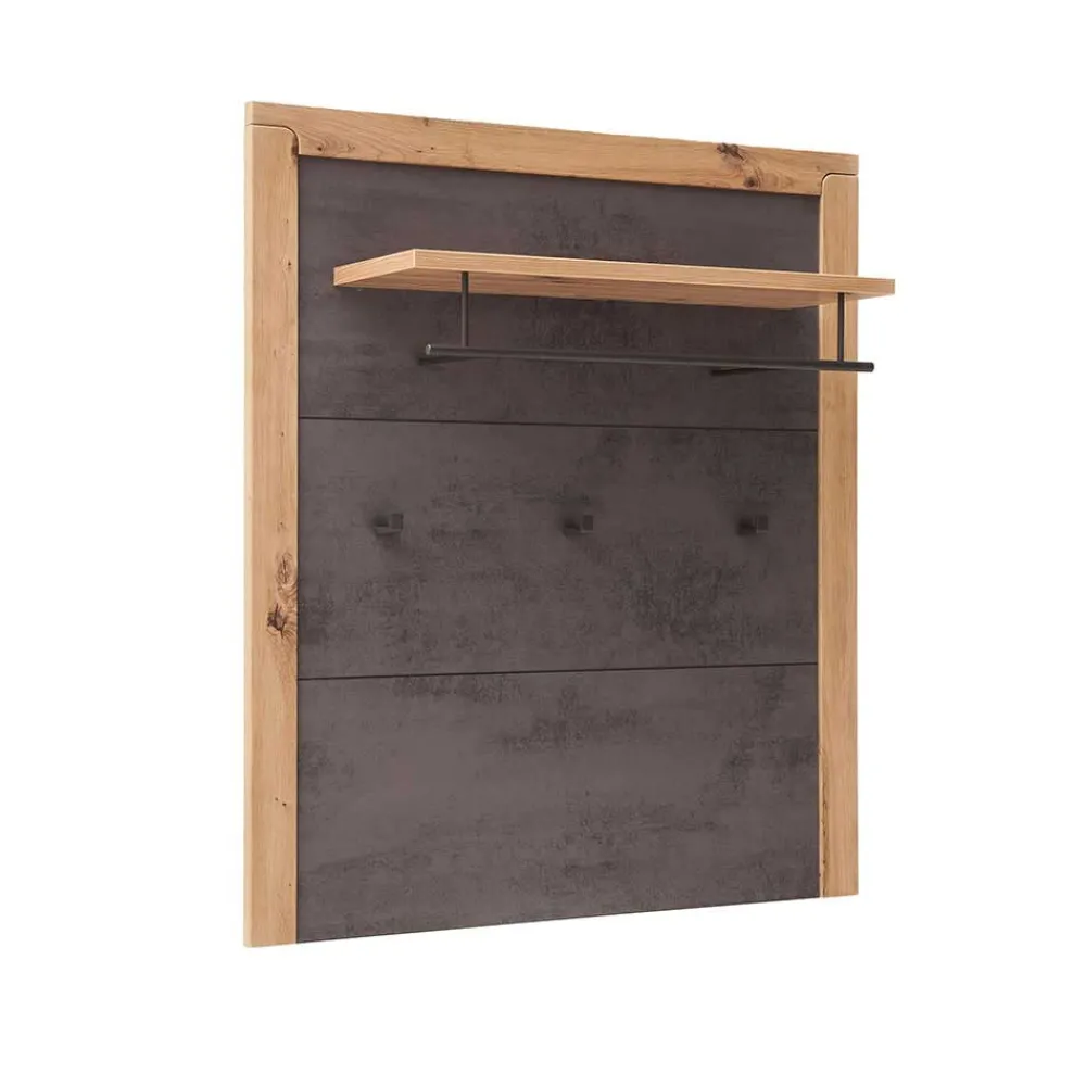 Wohnen Garderoben<Hängegarderobe in Dunkelgrau und Wildeiche - Carry