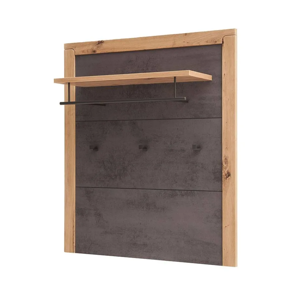 Wohnen Garderoben<Hängegarderobe in Dunkelgrau und Wildeiche - Carry
