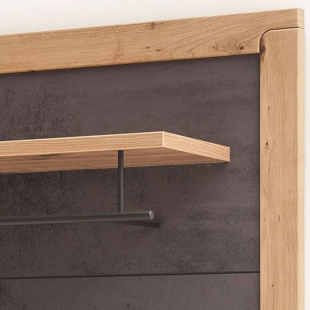 Wohnen Garderoben<Hängegarderobe in Dunkelgrau und Wildeiche - Carry