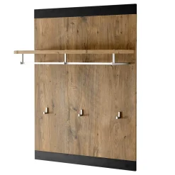 Wohnen Garderoben<Hängegarderobe in Kastanie Holzoptik & Schwarz - Ebrican