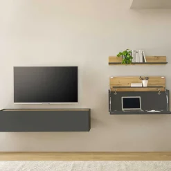 Wohnen Wohnwände<Hängende TV Anbauwand Möbel - Ahilav (dreiteilig)