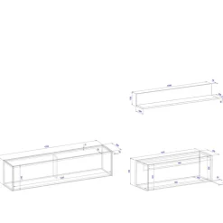 Wohnen Wohnwände<Hängende TV Anbauwand Möbel - Ahilav (dreiteilig)