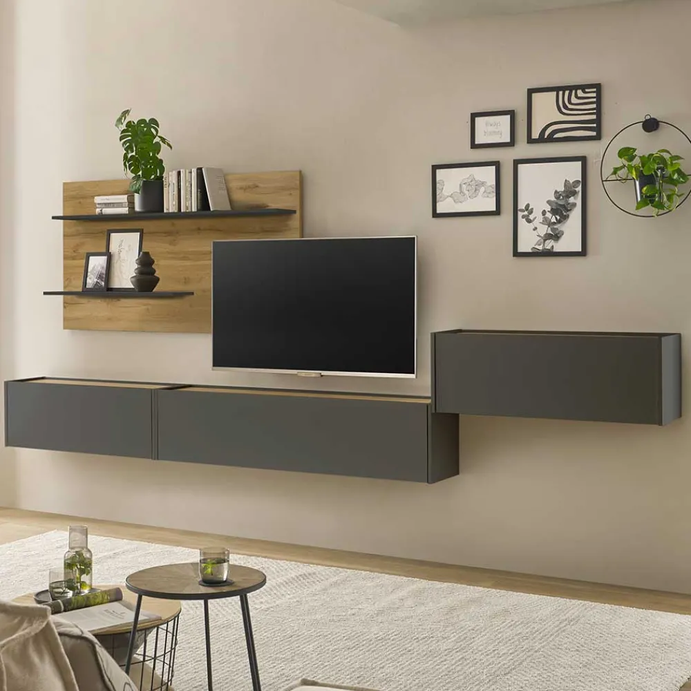 Wohnen Wohnwände<Hängende TV Anbauwand Möbelset - Ahilav (vierteilig)