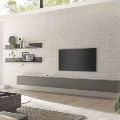 Wohnen Wohnwände<Hängende TV Anbauwand modern - Mundo (vierteilig)