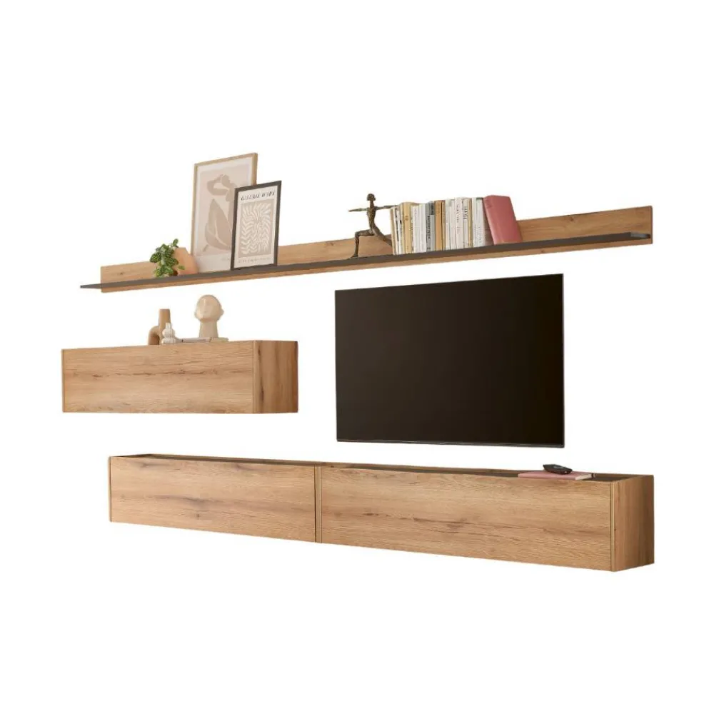 Wohnen Wohnwände<Hängende TV Anbauwand Set - Colomania (fünfteilig)