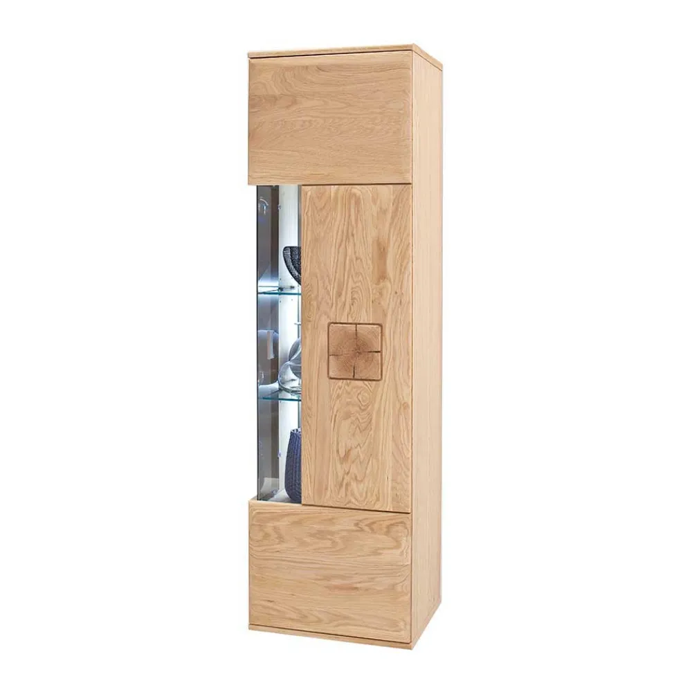 Wohnen Schränke<Hängende Vitrine in Eiche Bianco teilmassiv Pontros 1-türig