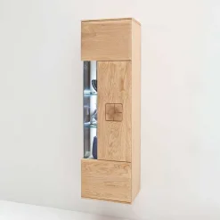Wohnen Schränke<Hängende Vitrine in Eiche Bianco teilmassiv Pontros 1-türig