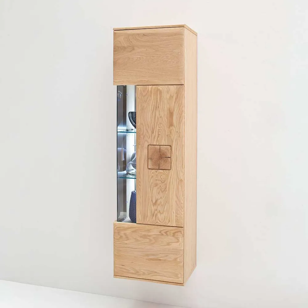 Wohnen Schränke<Hängende Vitrine in Eiche Bianco teilmassiv Pontros 1-türig