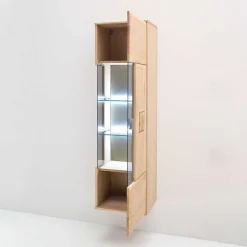 Wohnen Schränke<Hängende Vitrine in Eiche Bianco teilmassiv Pontros 1-türig