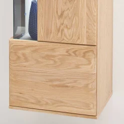 Wohnen Schränke<Hängende Vitrine in Eiche Bianco teilmassiv Pontros 1-türig