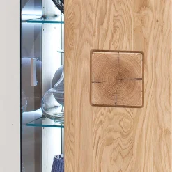 Wohnen Schränke<Hängende Vitrine in Eiche Bianco teilmassiv Pontros 1-türig