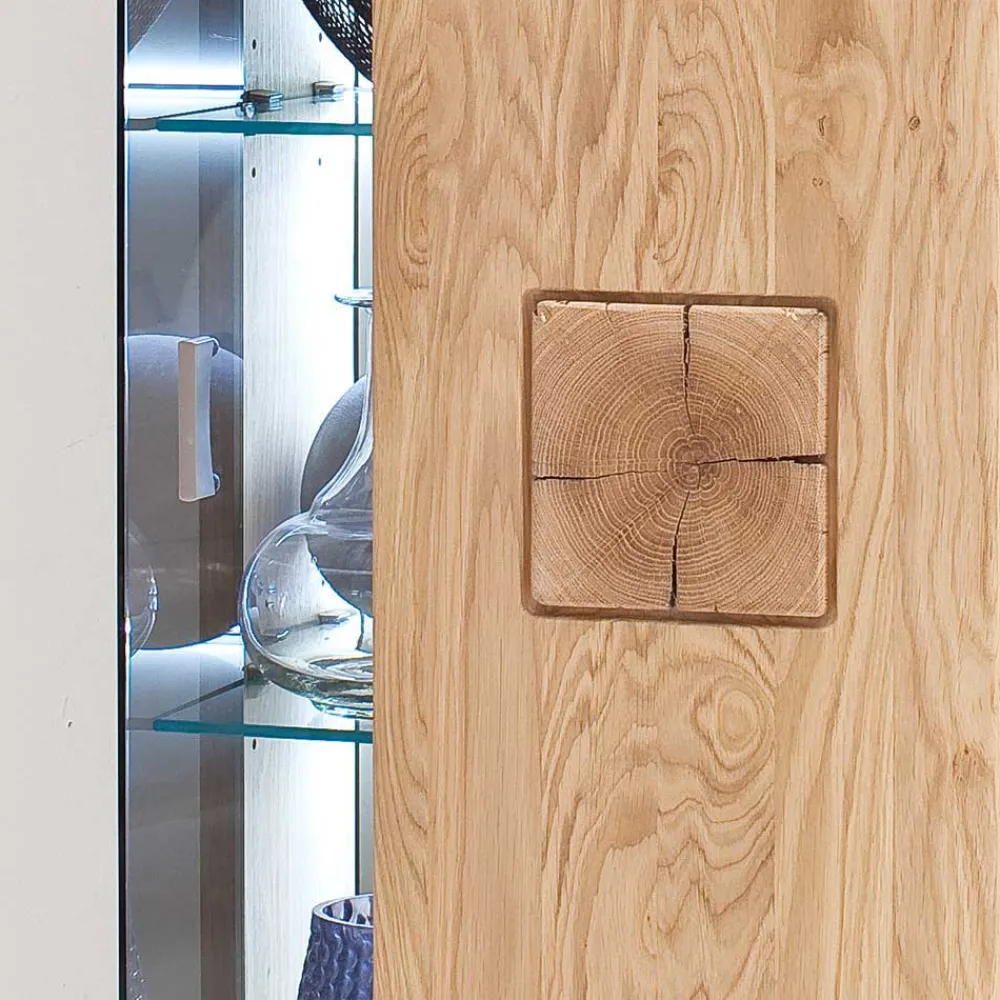 Wohnen Schränke<Hängende Vitrine in Eiche Bianco teilmassiv Pontros 1-türig
