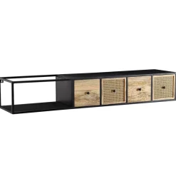 Wohnen Tv & Hifi-Möbel|Lowboards<Hängendes TV Board aus Holz & Wiener Geflecht - Leiria