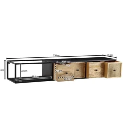 Wohnen Tv & Hifi-Möbel|Lowboards<Hängendes TV Board aus Holz & Wiener Geflecht - Leiria