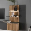 Wohnen Regale<Hängepaneel mit zwei Glasböden & LED Licht - Cruzca