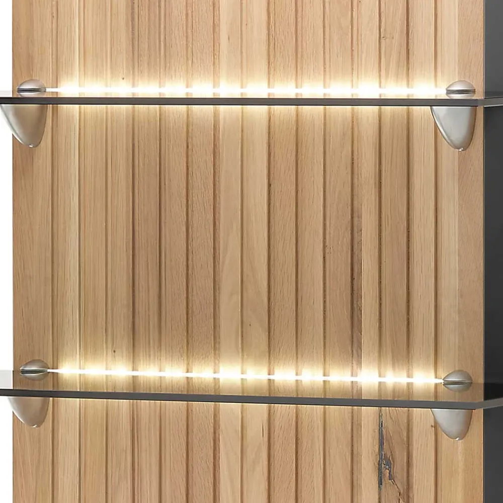 Wohnen Regale<Hängepaneel mit zwei Glasböden & LED Licht - Cruzca
