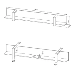 Wohnen Regale<Hängeregal in Schwarz - 180 cm - Dudleys