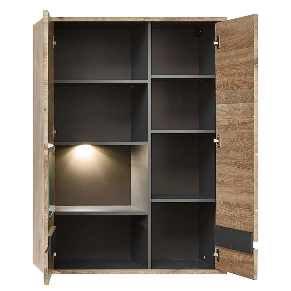 Wohnen Vitrinen<Hängeschrank mit Glas in Wildeiche NB - Zelio
