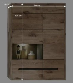 Wohnen Vitrinen<Hängeschrank mit Glas in Wildeiche NB - Zelio